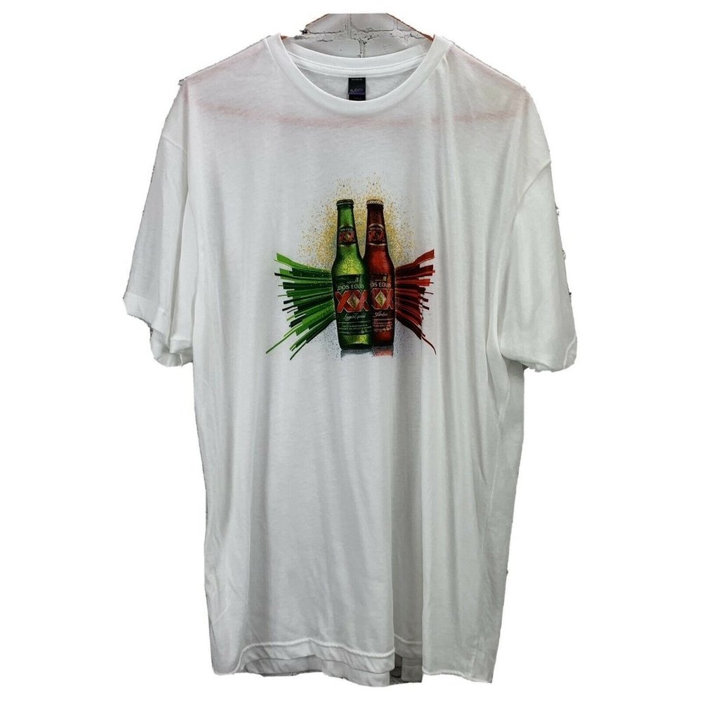 Dos Equis Cerveza Beer T Shirt size XL Lager Especial Ambar White Front Graphic
